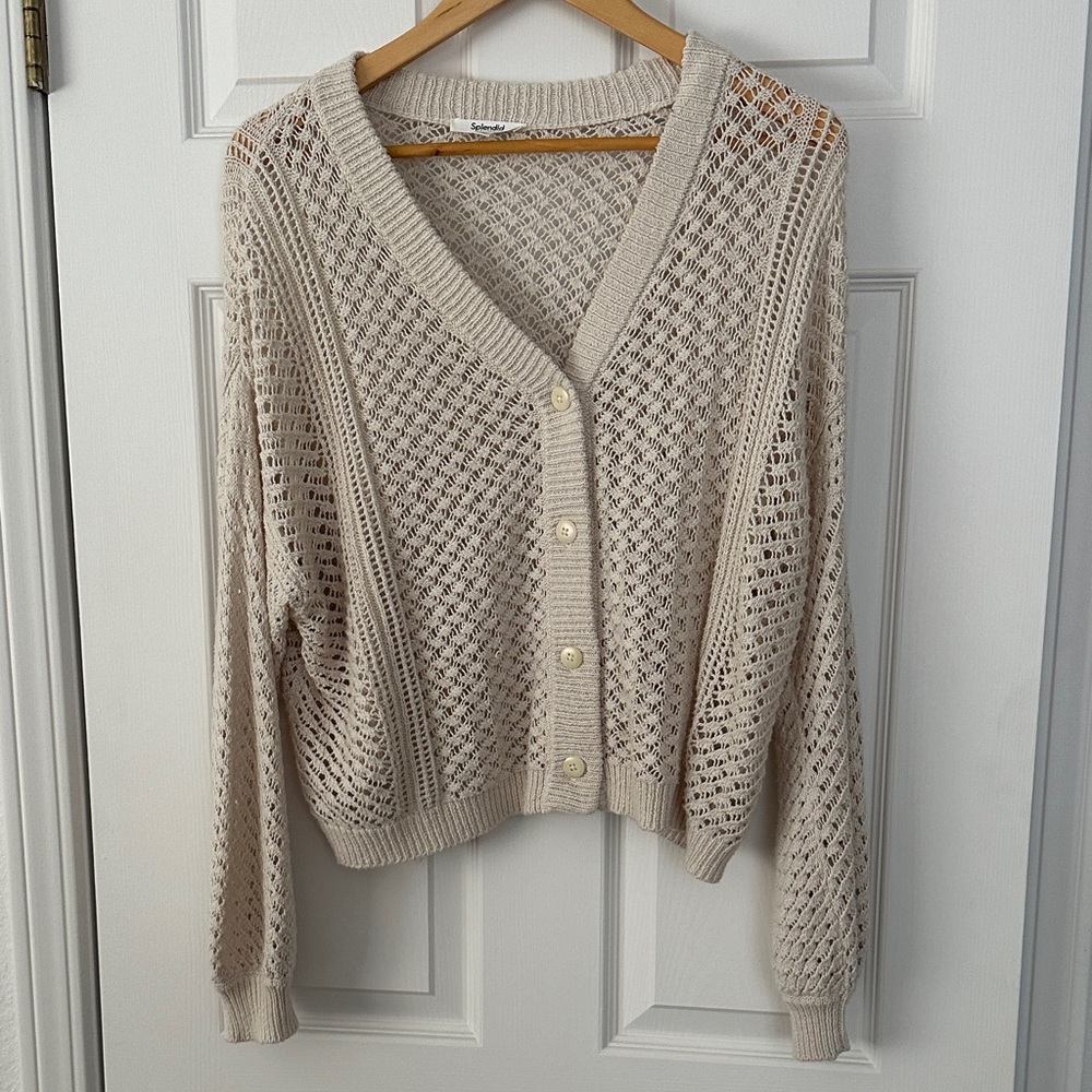 Women's Cream Knit Cardigan Sweater